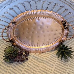 Vintage Hammered Solid Copper Serving Tray